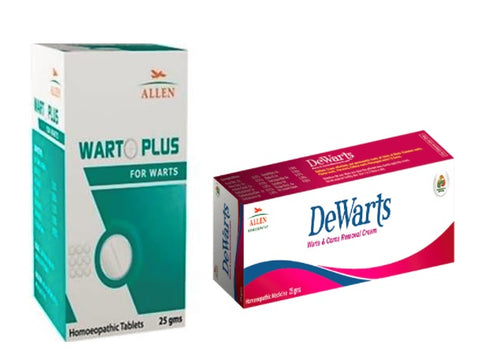 Allen Anti Warts Combo Warto Plus Tablet + Dewarts Cream packet of 1 Kit